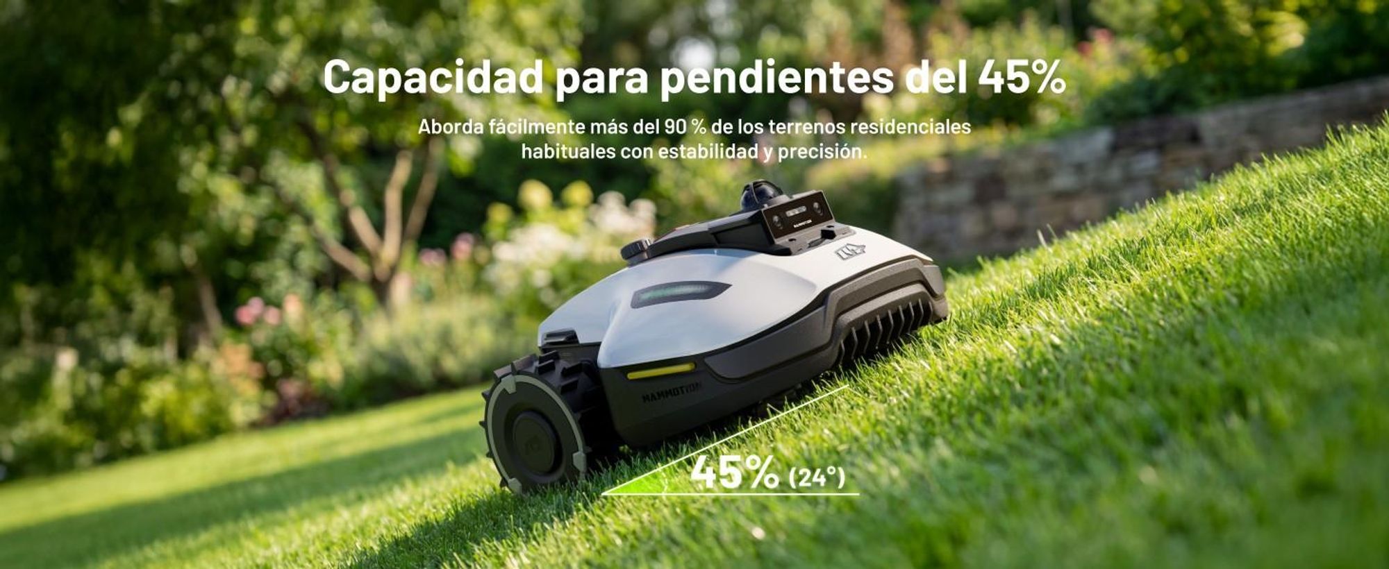 Cortacésped Robótico Mammotion YUKA Mini 2 1000 con garaje y soporte de lavado, sin cable, para 1000 m², DropMow, mapeo automático, corte de bordes