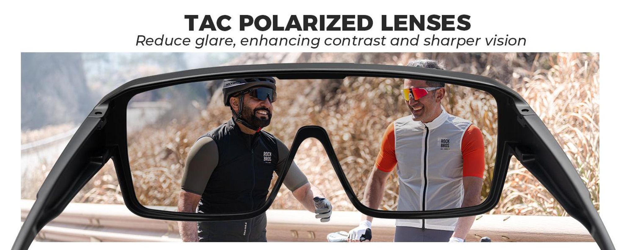 ROCKBROS Gafas Deportivas Polarizadas UV400 TAC PC Unisex Para MTB Pesca Running Golf Gris Polarizado