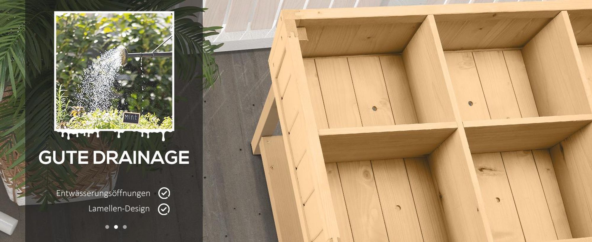 Outsunny Hochbeet 8 Fächer Pflanztisch Blumenkasten Tannenholz Ablage + Abfluss