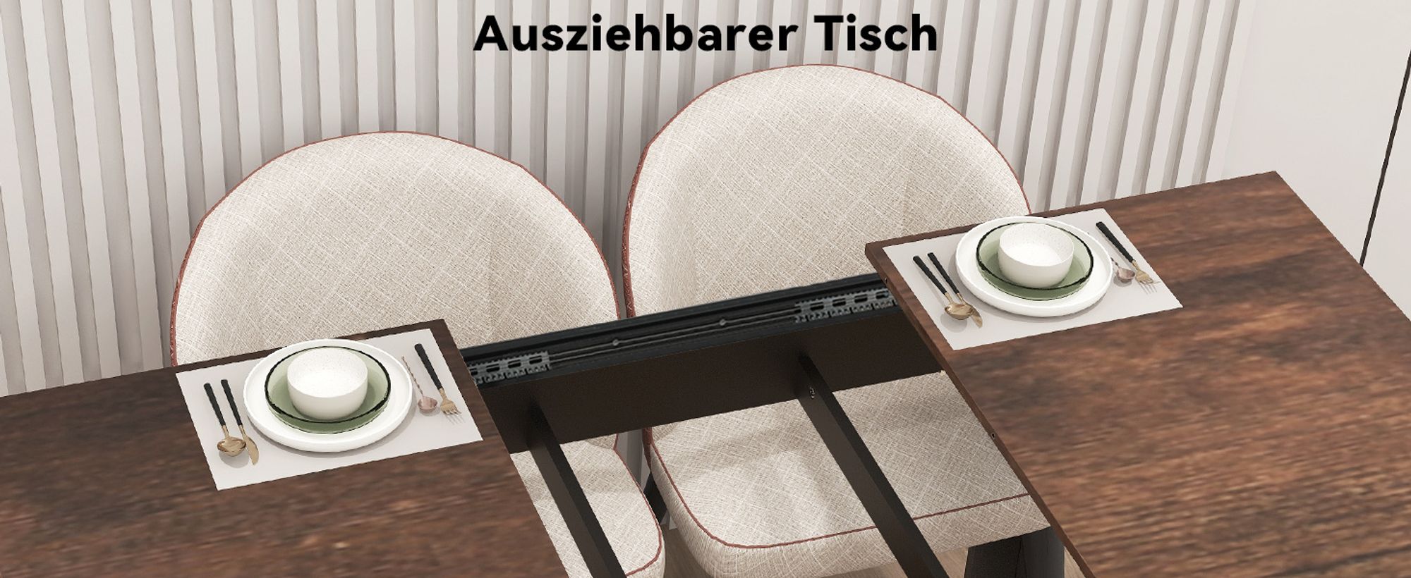 Puluomis Ausziehbarer Esstisch, Erweiterbarer Tisch 70x105-150cm, Klapptisch mit Verstärkter MDF-Platte, Küchen-/Wohnzimmertisch schwarz braun