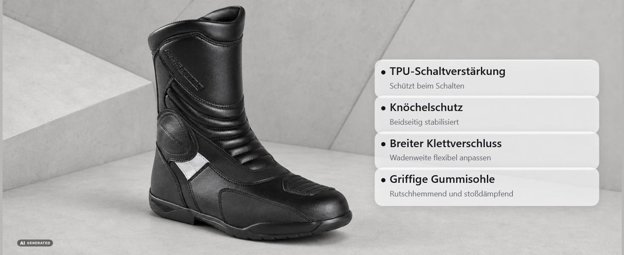 Bogotto Andamos wasserdichte Motorradstiefel, schwarz, 45