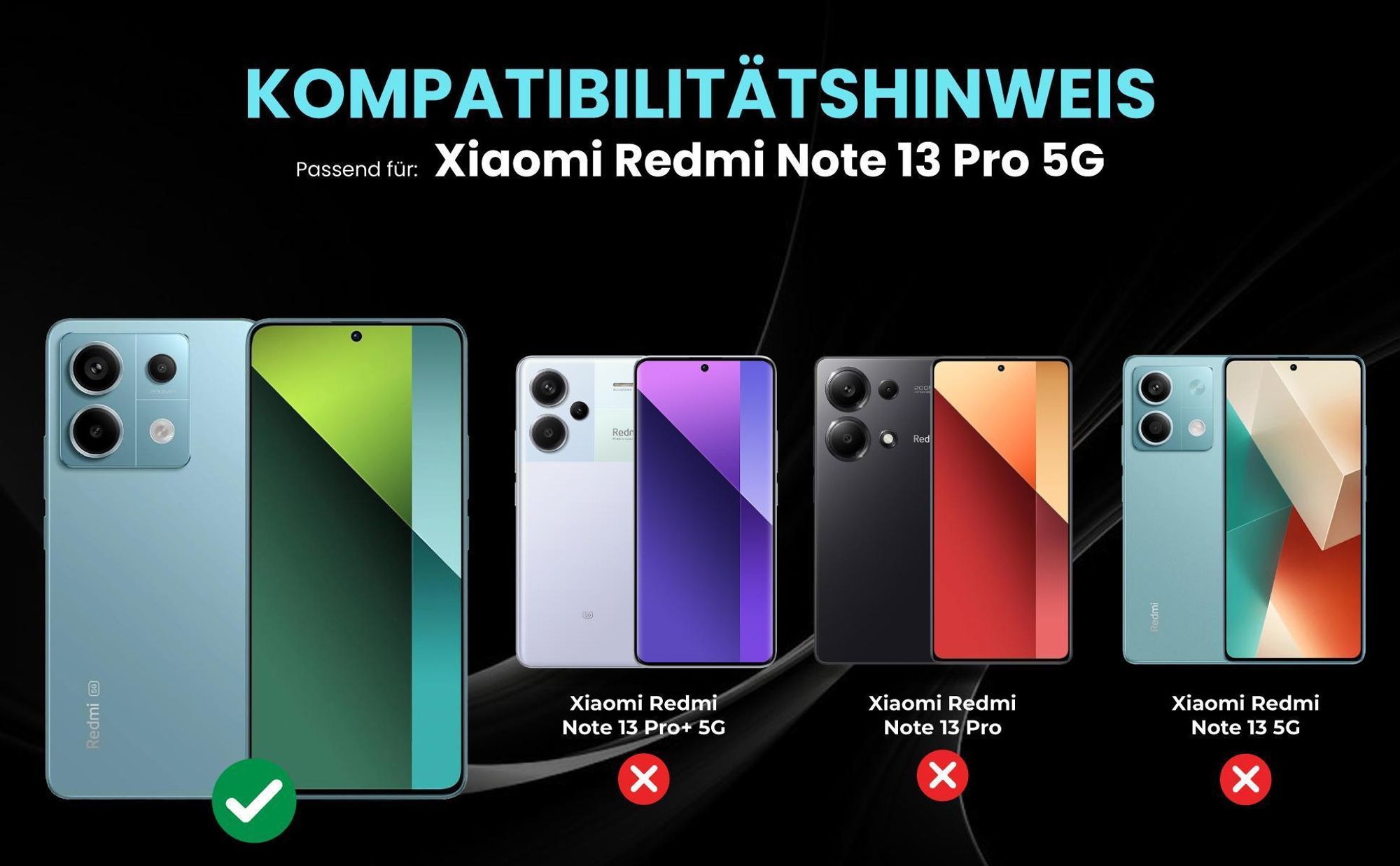 Kompatibilitätshinweise Hülle für Xiaomi Redmi Note 13 Pro 5G