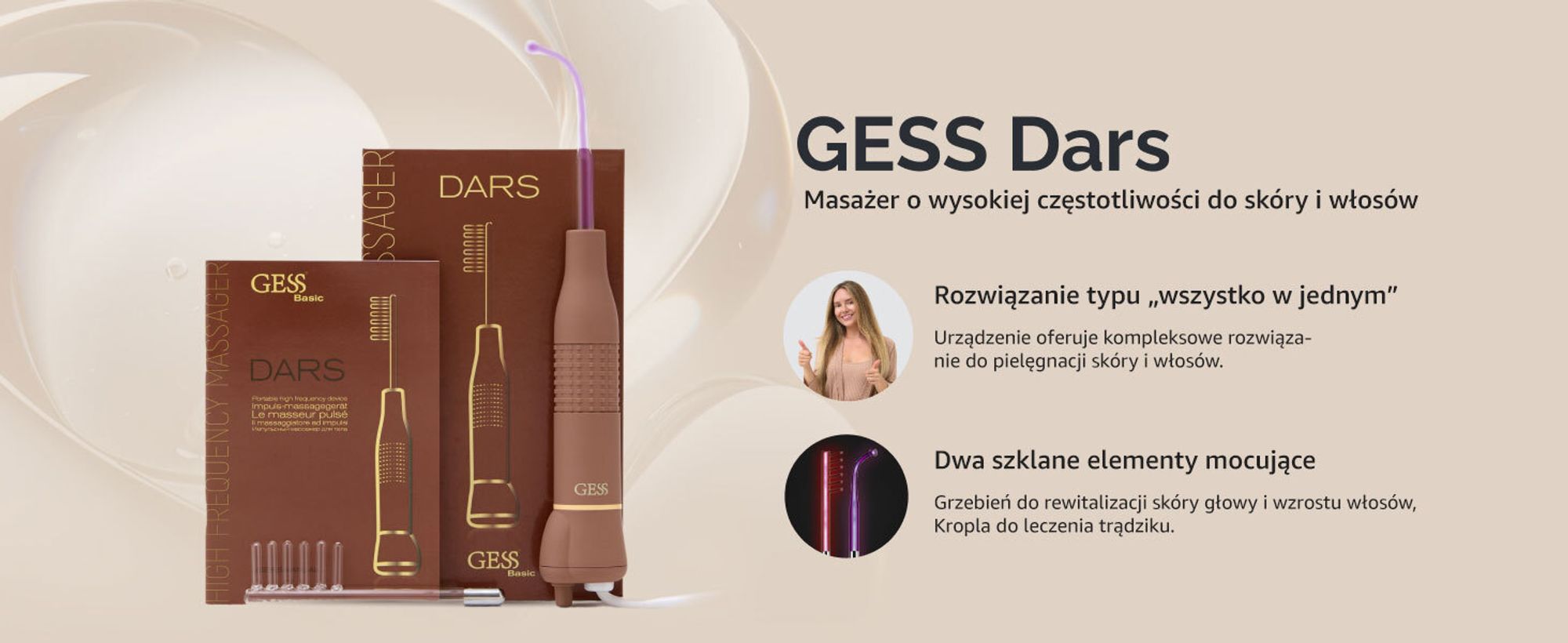 Darsonval, radiofrekwencja, napinanie skóry, leczenie trądziku i zmarszczek, GESS DARS BD