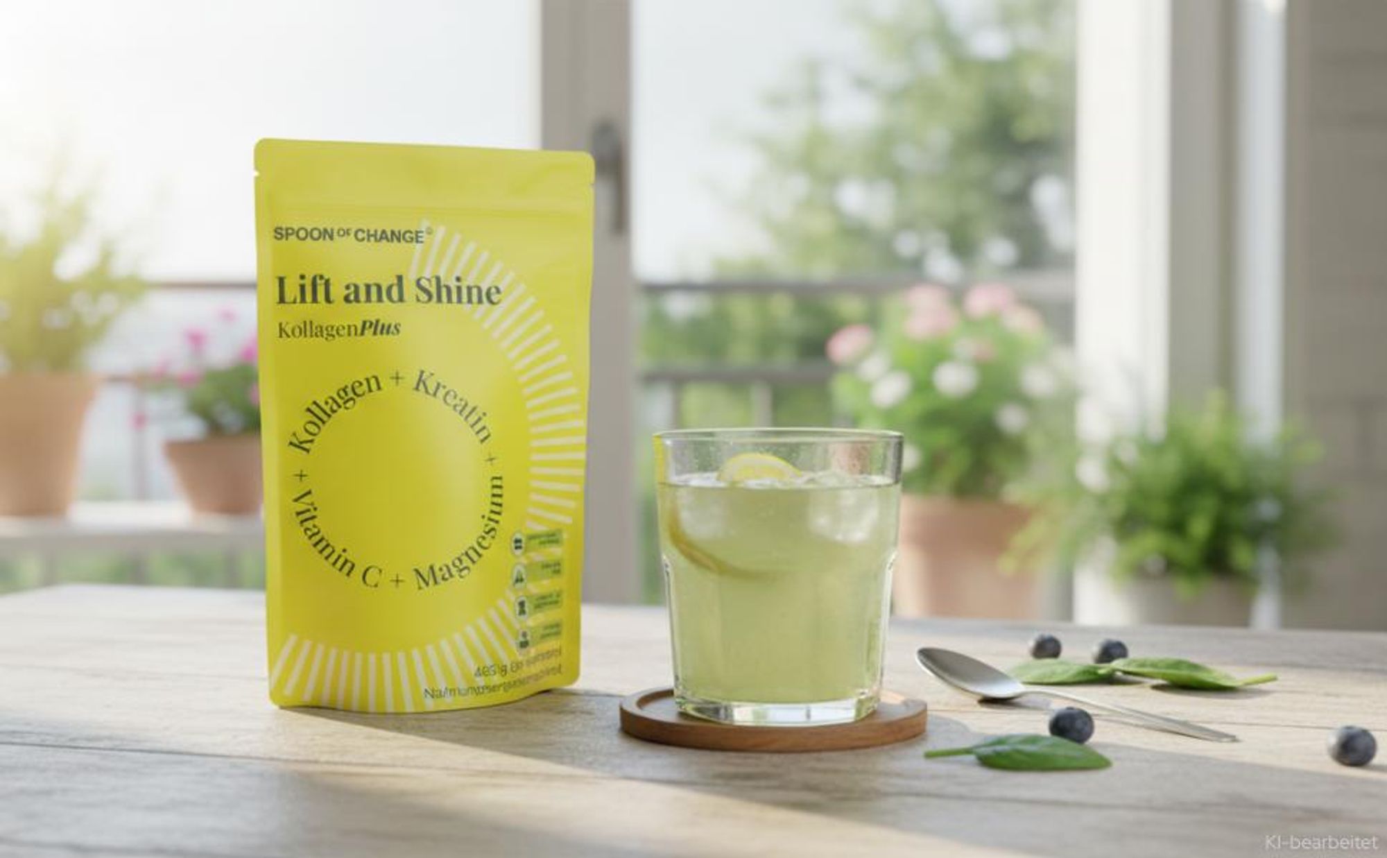 Kreatin-Kollagen Komplex mit Magnesium & Vitamin C - Labor - Hydrolysiertes Kollagen Peptide Typ I+III - Geschmacksneutral - Glow, Power, Sport
