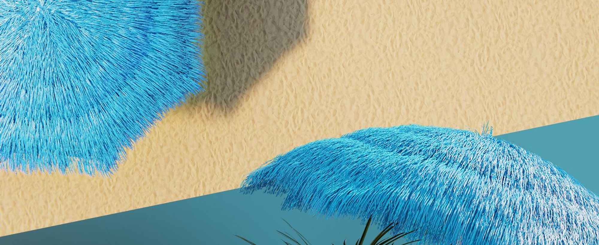 KINGSLEEVE® Sonnenschirm Hawaii Ø160cm Neigbar Höhenverstellbar UV Schutz 30+ Groß Rund Balkon Strand Strohschirm Strandschirm Bast Hawaiischirm Blau