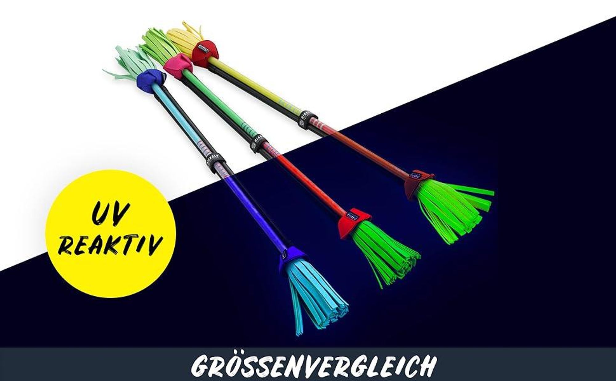 Diabolo Leisure Sport Flowerstick – Flowerstick Basic UV blau-türkis mit Fiberglas-Handstöcken Robuster Flowerstick für Anfänger und Fortgeschrittene