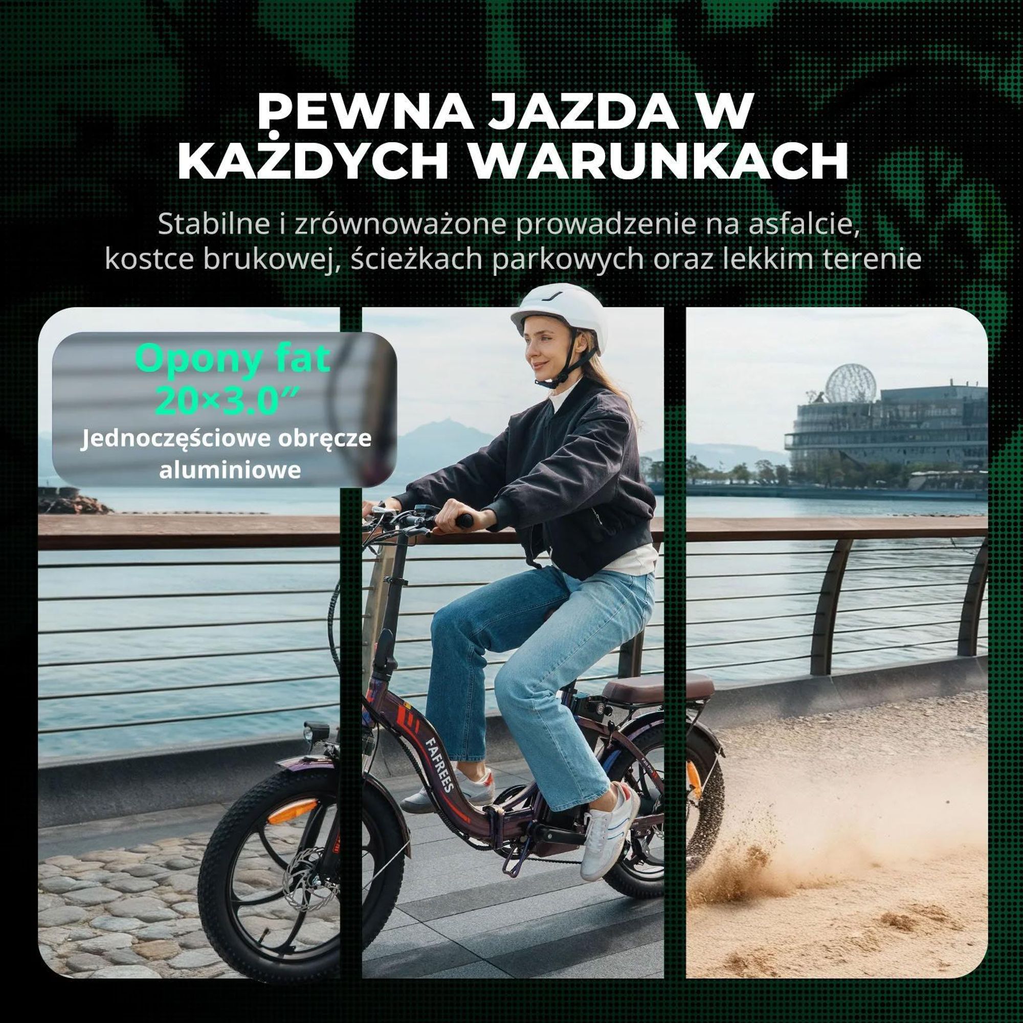 Rower Elektryczny FAFREES F20 Pro - Silnik 250W Akumulator 36V20Ah Opony 20" Mechaniczny Hamulec Tarczowy - Błękit Aurory