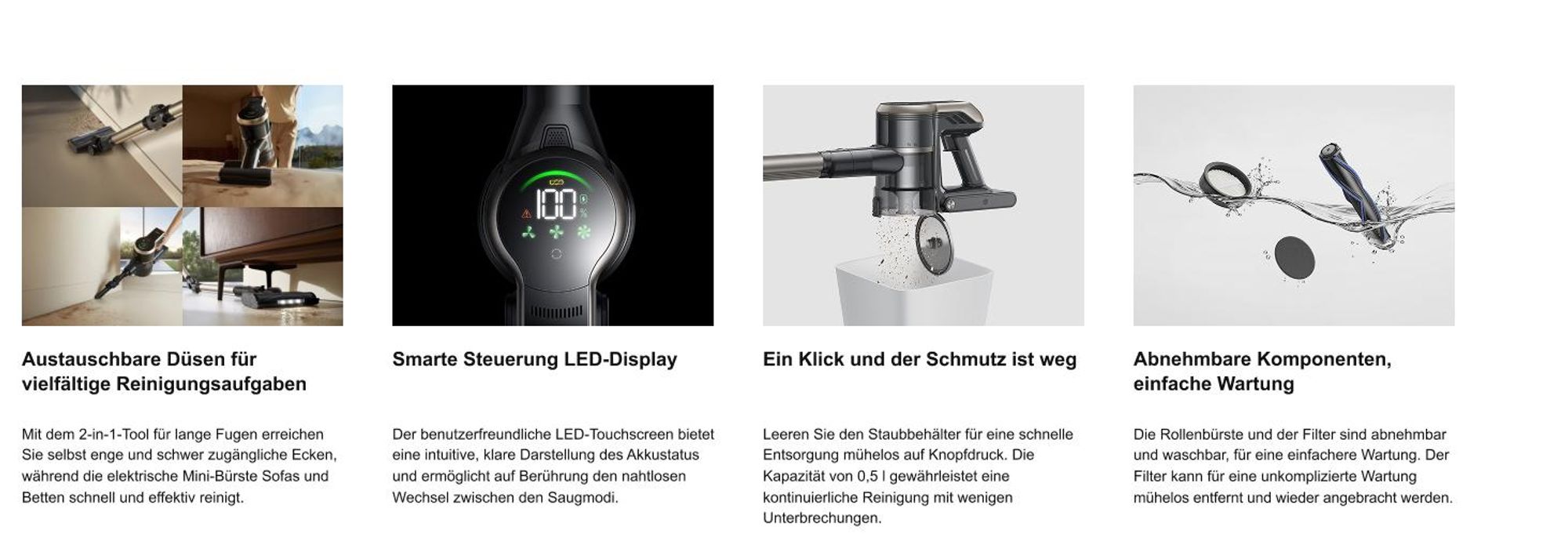 MOVA S2 Kabelloser Staubsauger – 150 AW / 25.000 Pa, 60 Min. Laufzeit, beleuchteter Bürstenkopf, 5‑Schichten-Filter, klappbar