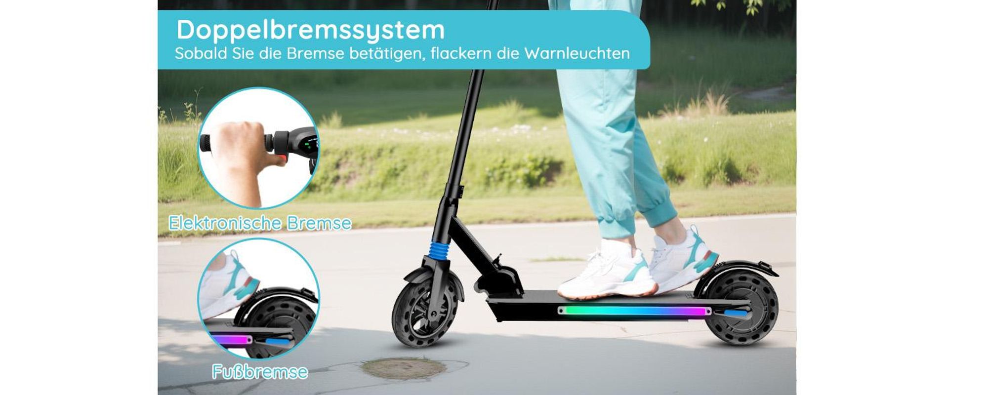 Elektroscooter 8 Zoll Kinder und Jugendliche 12-16 Jahren Klappbar Elektroroller mit APP LCD-Anzeige 20 km/h 250W Motor E-Scooter Schwarz