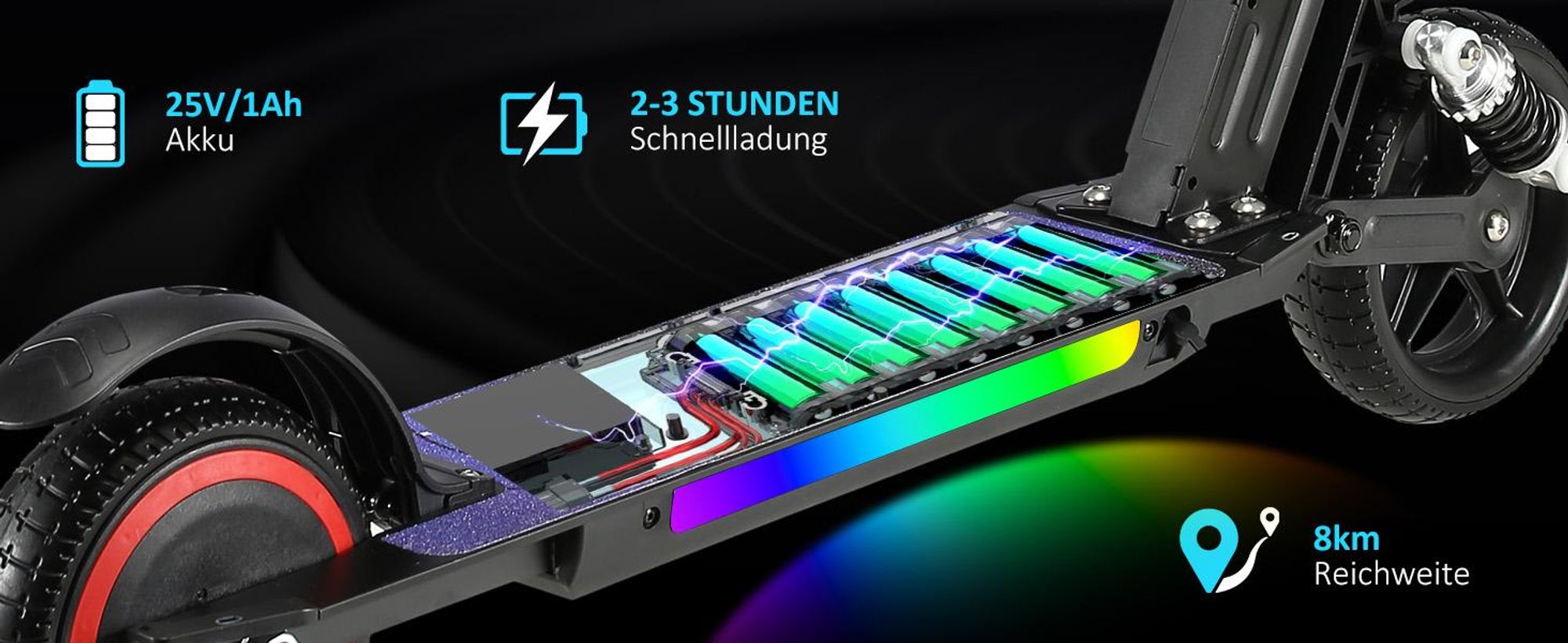 Elektroroller Kinder, Elektroscooter Für 6–12 Jahre, 130W, 14 km/h, 5–8 km, LED-Display, Stoßdämpfer, Klappbar E-Scooter Schwarz