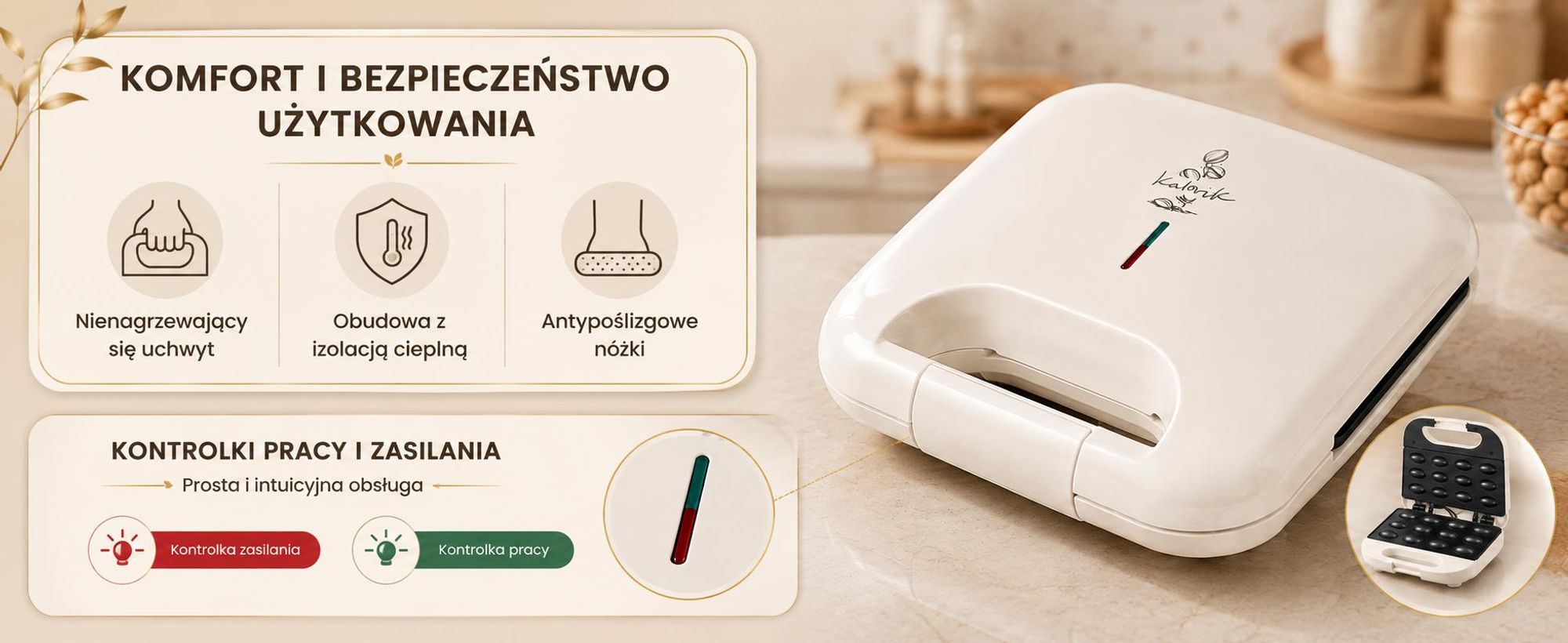 Opiekacz Do Orzeszków Foremki Ciastek 750W 12 Połówek Nieprzywierający