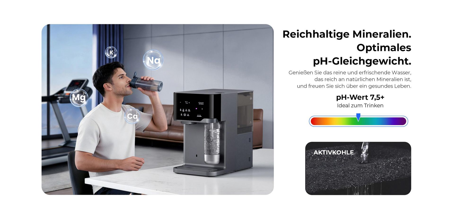 Hydrofast C300 RO Wasserfilter mit Sprudelfunktion inkl. HF04 5-in-1 Ersatzfilter, UV, 7°C Kaltwasser, Heißwasser