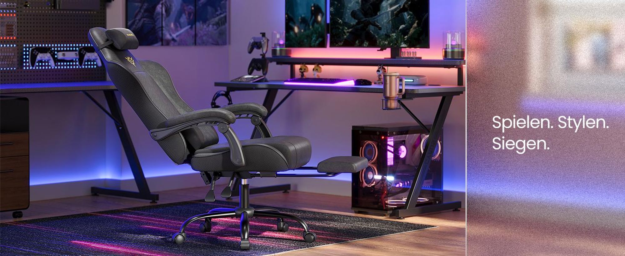 SONGMICS Gaming-Stuhl, Bürostuhl, Schreibtischstuhl, ergonomischer Gaming-Sessel