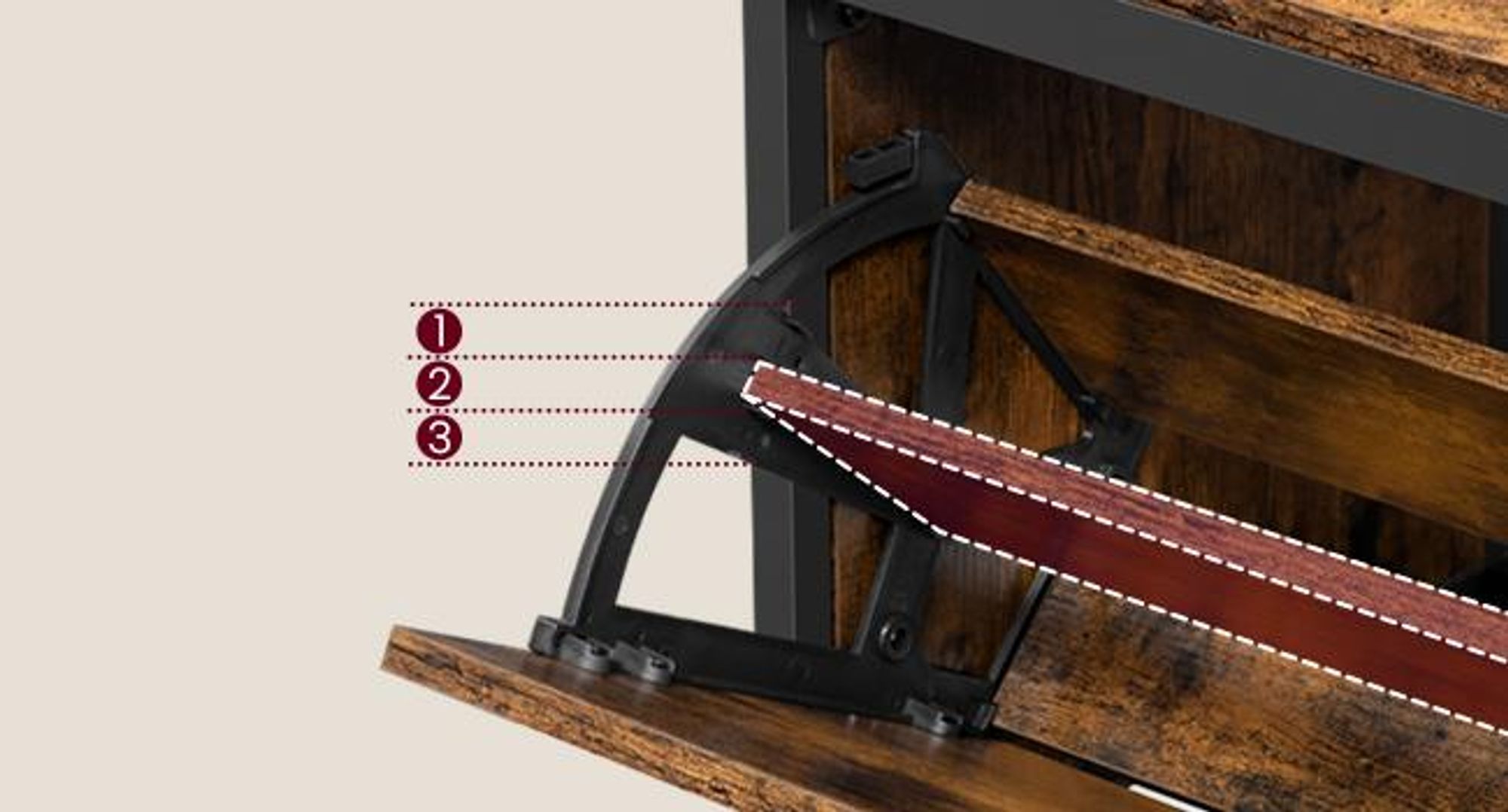 VASAGLE Garderobenständer mit Schuhschrank, Garderobe mit Sitzbank, vintagebraun-schwarz