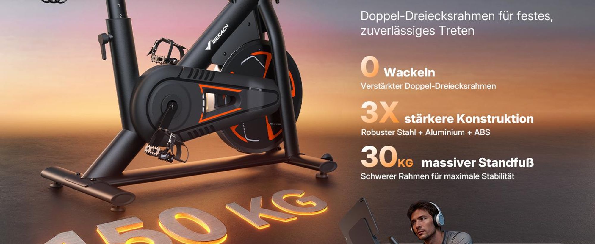 Heimtrainer Fahhrad für Zuhause, leises Fitnessbike mit LCD-Display, Magnetischer Widerstand, 8 Widerstandsstufen, bis 150 KG belastbar