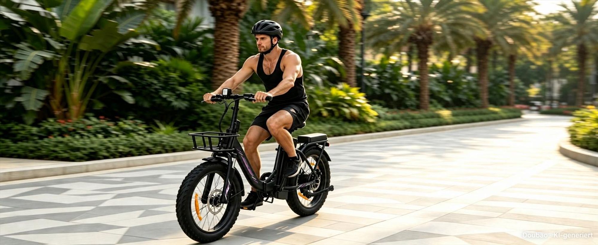 Runetic Ebike, Foldable e-bikes, 250W Motor, 36V 13Ah herausnehmbarer Akku, bis zu 80 km Reichweite, 25 km/h, 20" x 3,0" Breitreifen - Schwarz