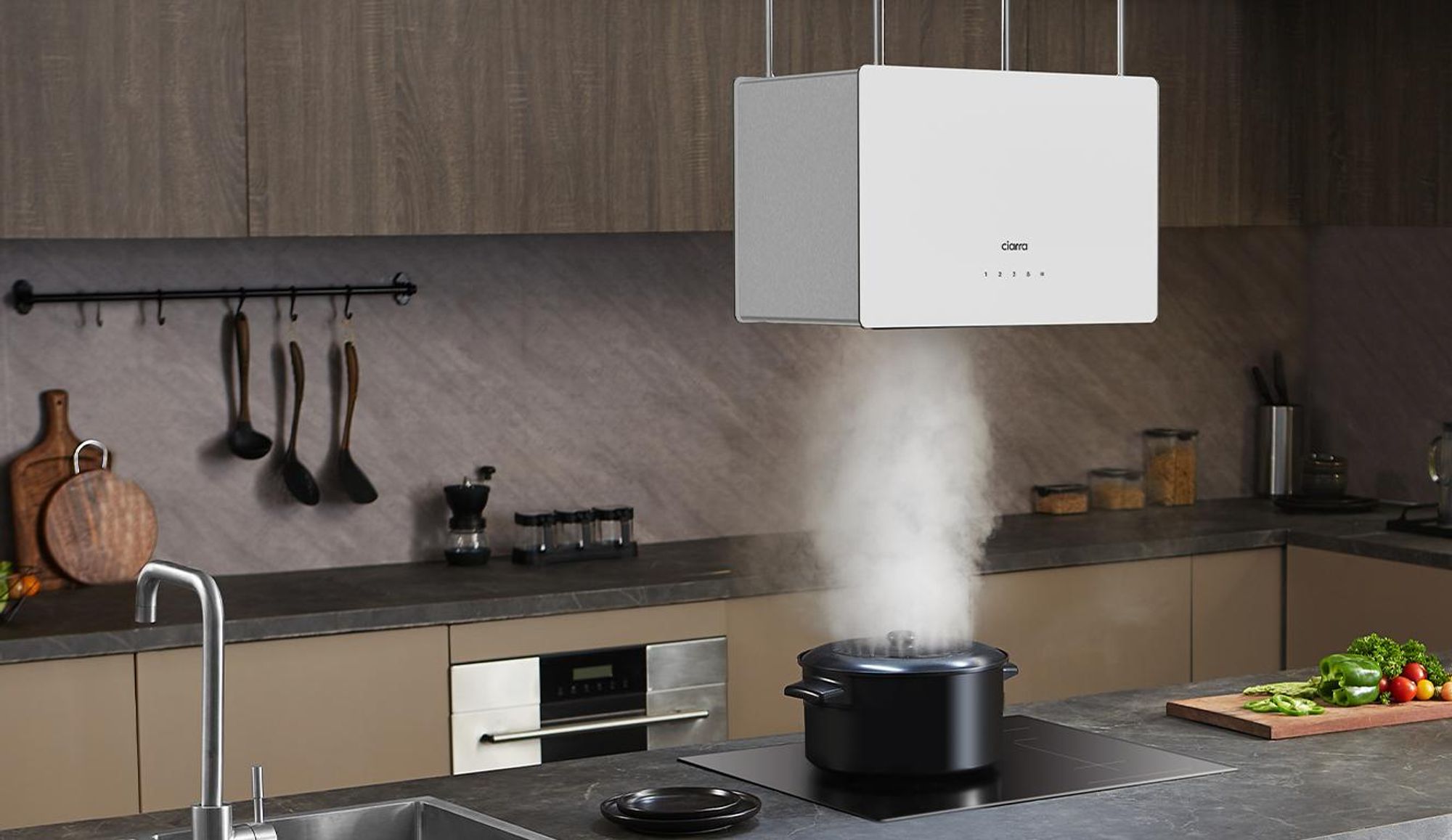 Hotte îlot CIARRA A+++ 700 m³/h Hotte aspirante suspendue WiFi App TouchVM4850S