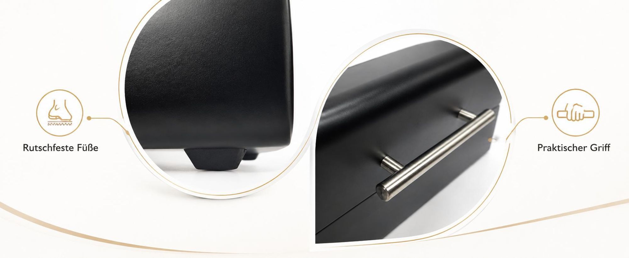 BEGRYF Brotkasten Metall Schwarz 36x20,5x14,5 cm Brotdose mit Deckel Küchenbehälter modern