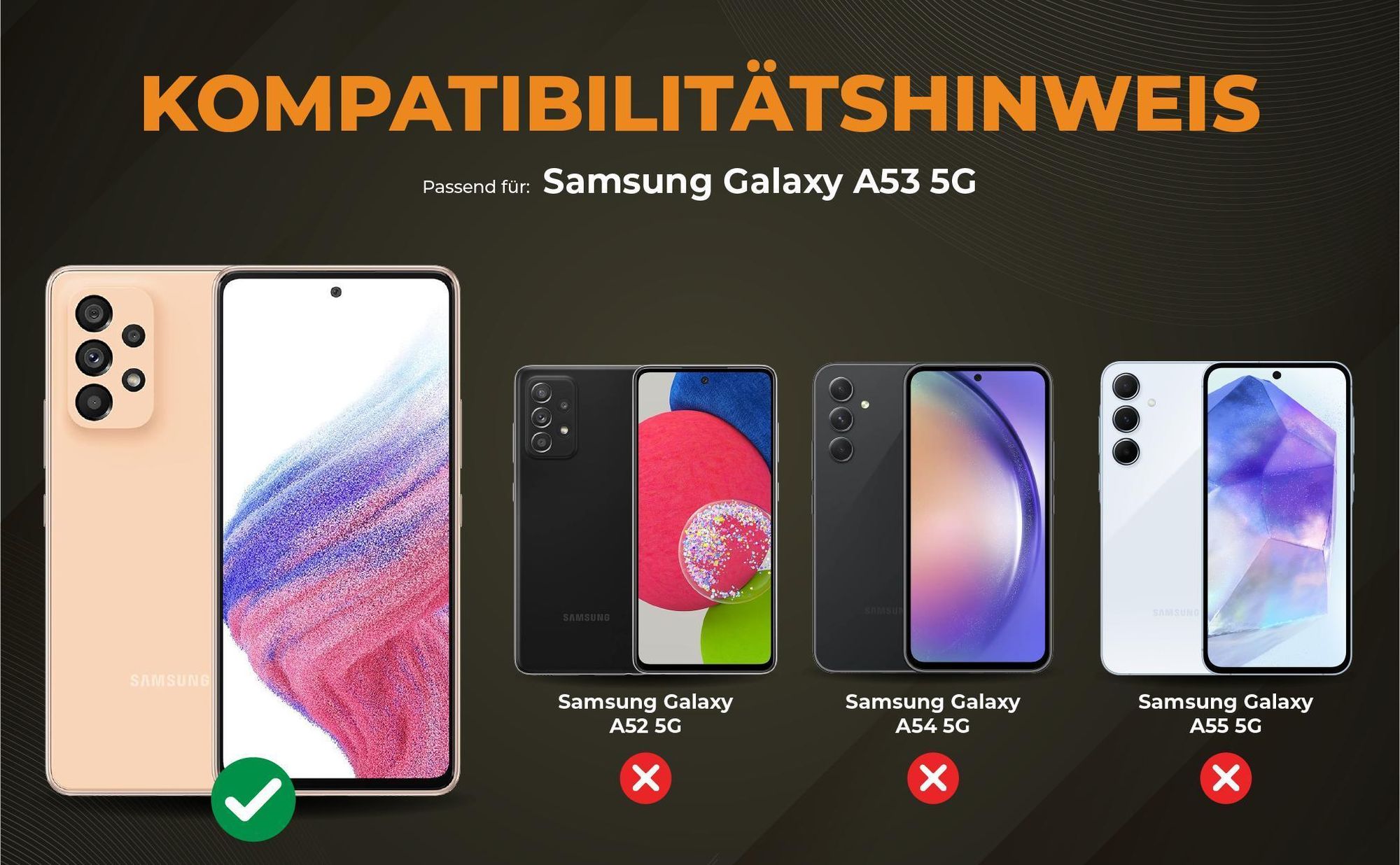 Kompatibilitätshinweise Hülle für Samsung Galaxy A53 5G