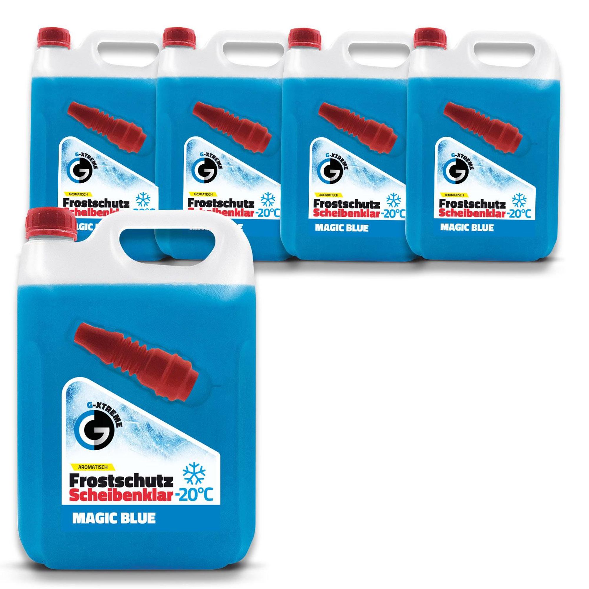 Scheibenfrostschutz mit Magic Blue Duft | Schlierenfreier und effektiver Scheibenreiniger für den Winter | Gebrauchsfertige frostschutzmittel scheibenwaschanlage | 4x5L = 20L