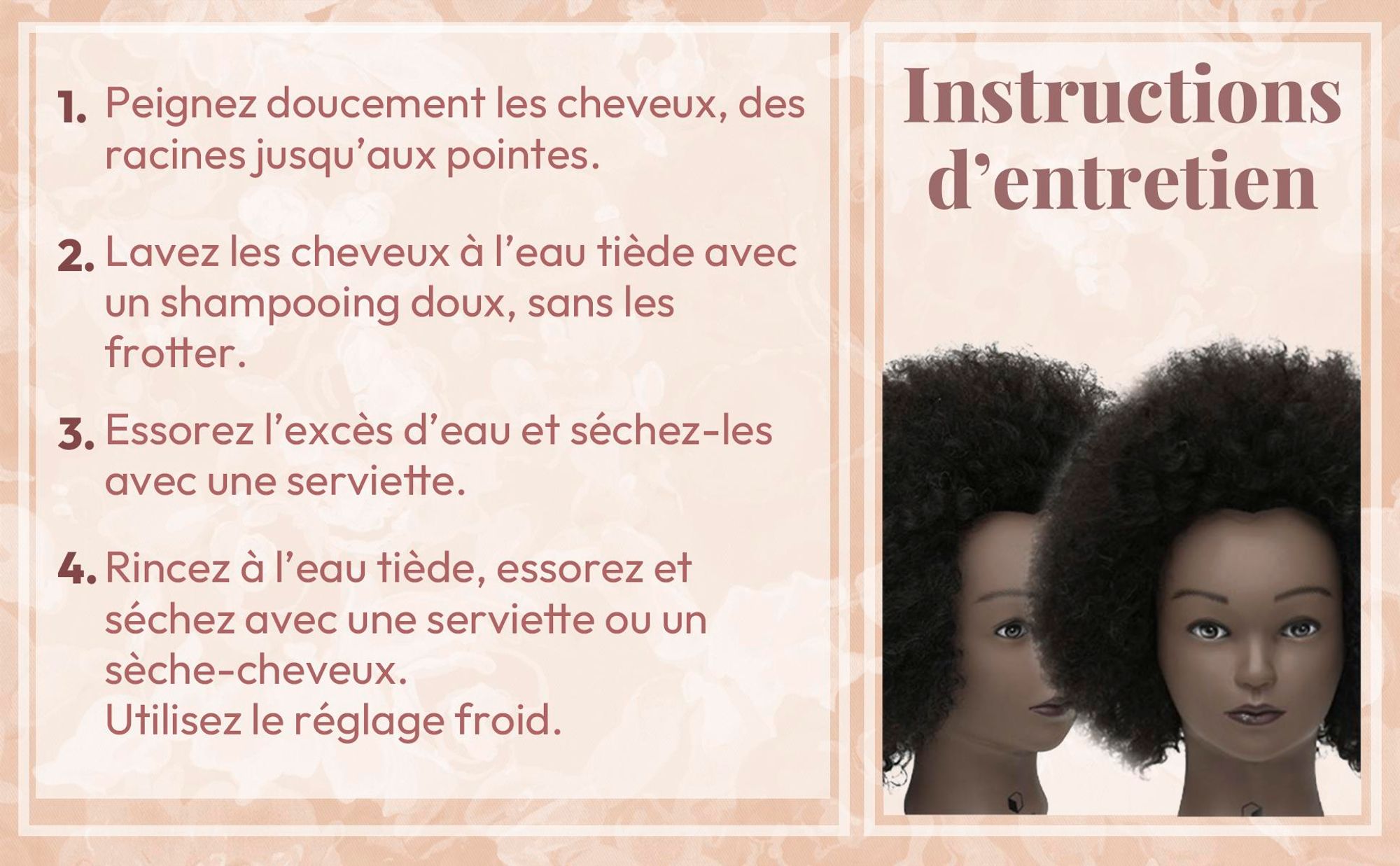 Desire of Goods Tête d'entraînement afro Tête de coiffeur - cheveux humains - avec pince de table & accessoires de coiffage - tête de coiffeur - 30 cm