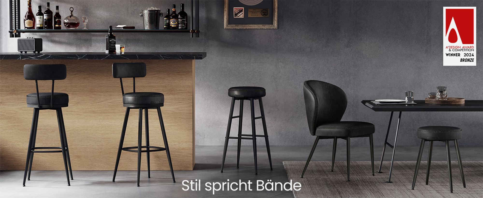 VASAGLE EKHO Kollektion - 360° drehbarer Barhocker, 2er Set, Hocker mit Rückenlehne für Bartisch