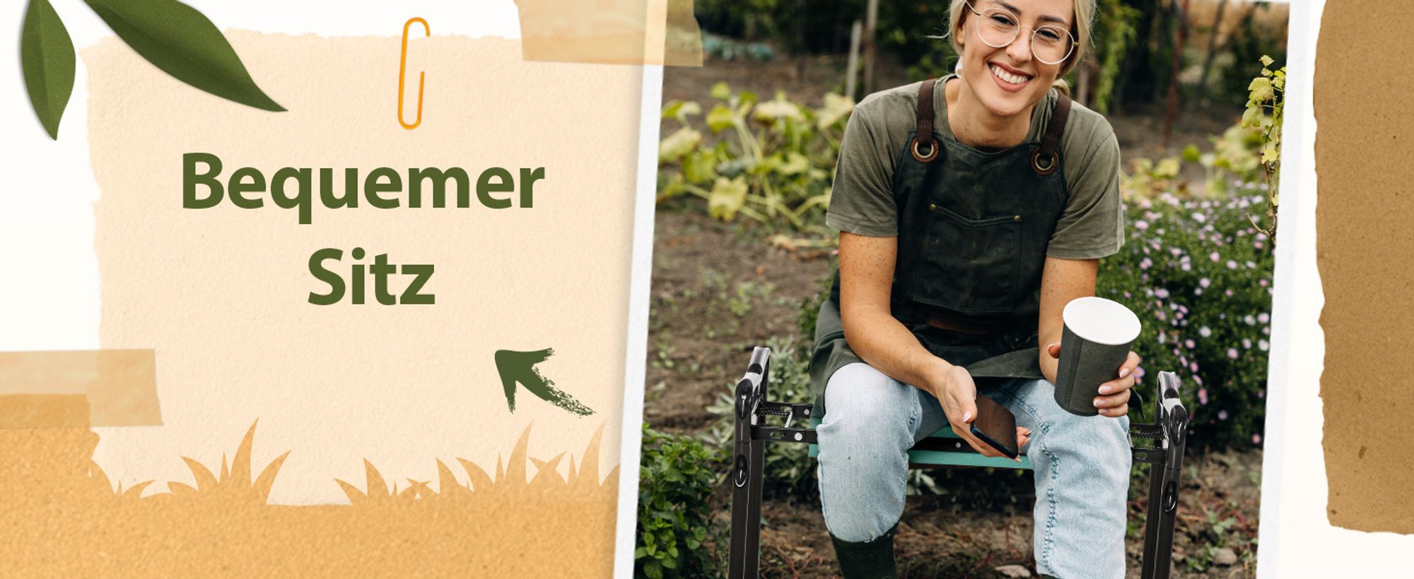 Outsunny Kniebank für Gartenarbeit Klappbarer Gartenhocker Kniehilfe bis 150 kg