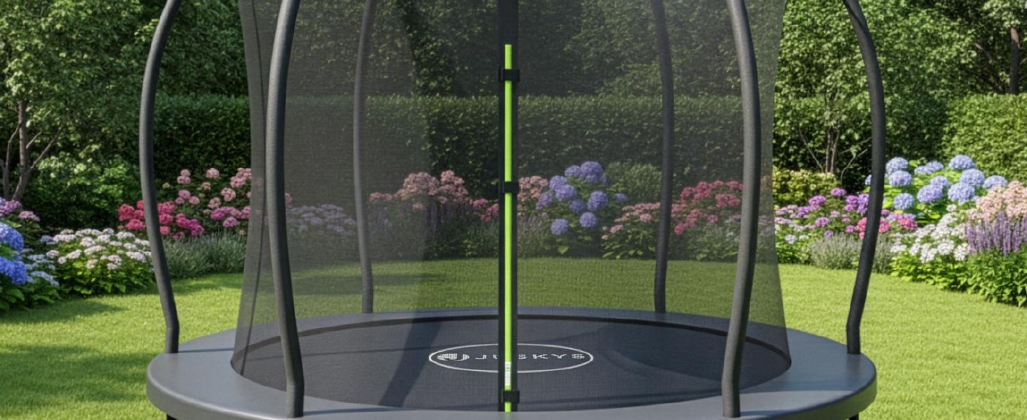 Juskys Trampolin SkyBounce S Ø 228 cm mit Sicherheitsnetz & Leiter
