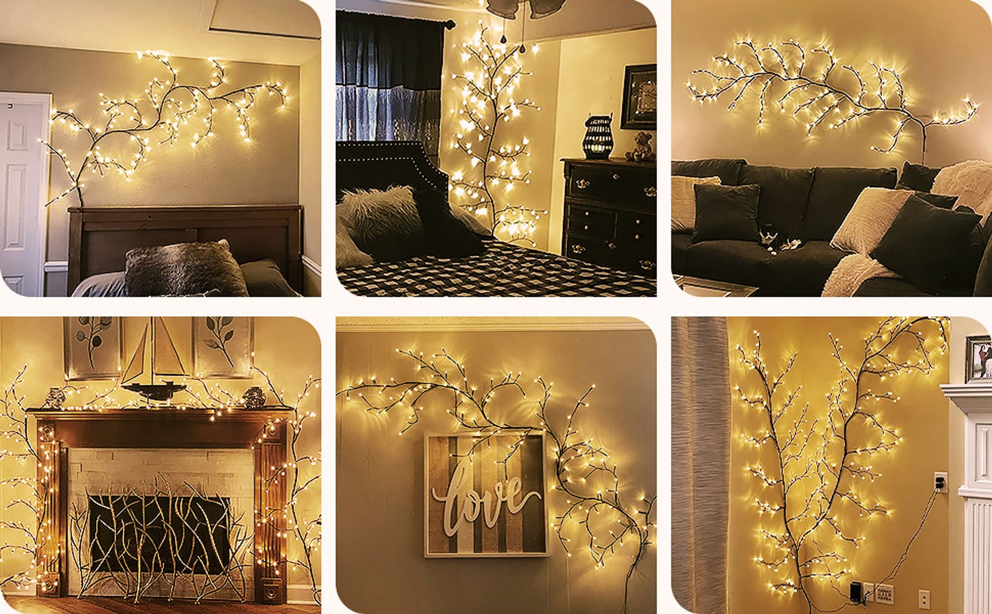 2er LED Weidenzweig-Lichterkette mit 144 LEDs & Netzstecker, biegbare Baumzweige für Weihnachten, Halloween, Schlafzimmer & stimmungsvolle Deko