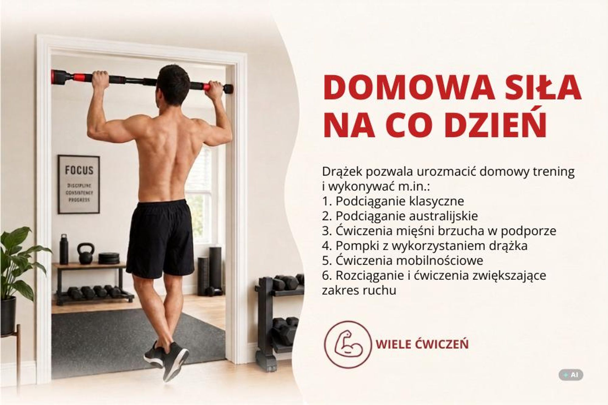 Regulowany drążek do podciągania, 70-100 cm, drążek stalowy, wielofunkcyjny