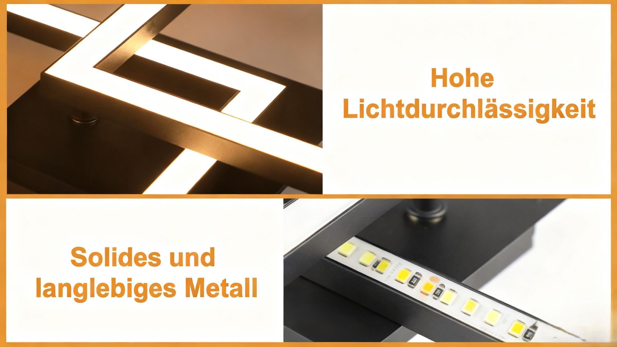 ZMH Led Deckenleuchte Schwarz Schlafzimmerlampe Warmweiß Deckenbeleuchtung Drehbar Geometrisch 24W für Küche Flur Büro Schlafzimmer