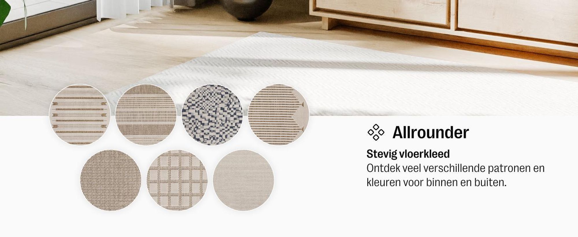 benuta tapijt voor binnen en buiten Kaleo Crème/Beige 70x200 cm Tapijt woonkamer Buitentapijt Loper Modern Korte pool Scandinavisch
