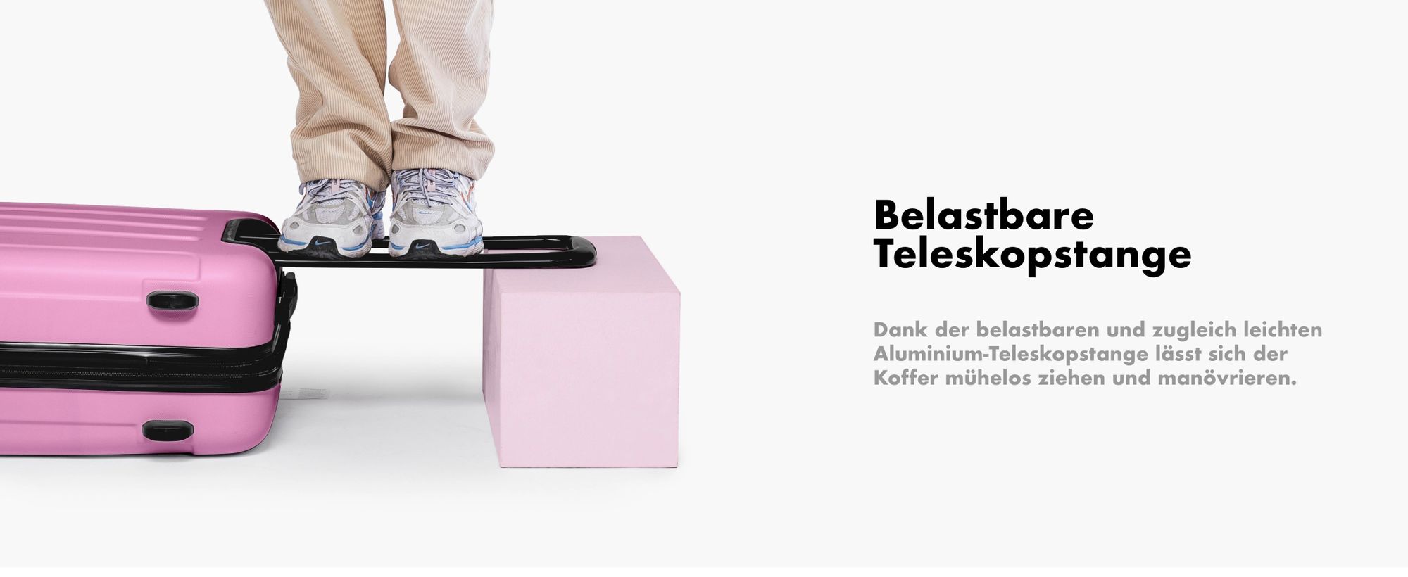Flexot® Trolley - Handgepäck Koffer M, Aluminium-Teleskopstange, ABS-Hartschale, erweiterbares Volumen, Größe M, 360° Rollen, Rollkoffer, Bordcase