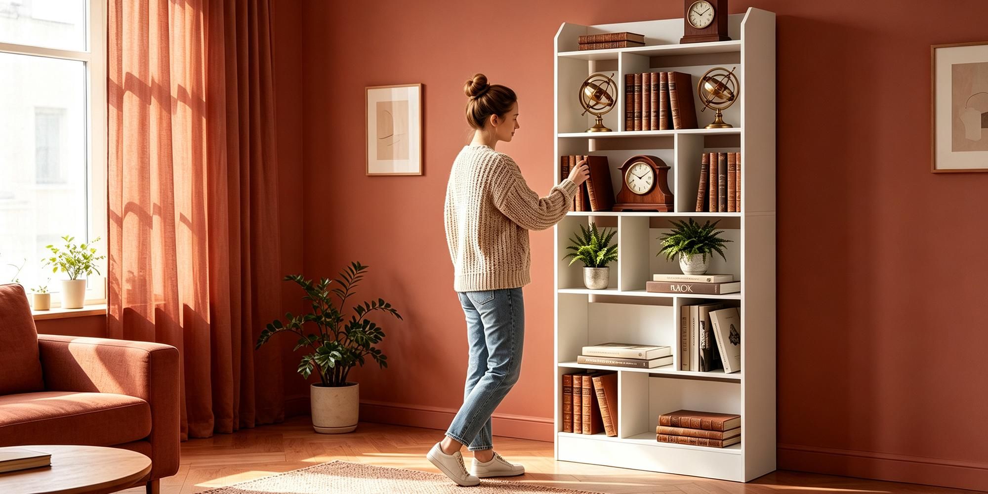 Bücherregal Bücherschrank 6 Fach Standregal, 24 x 80 x 170 cm Weiß | Aufbewahrungsregal, für Wohnzimmer Büro Schlafzimmer