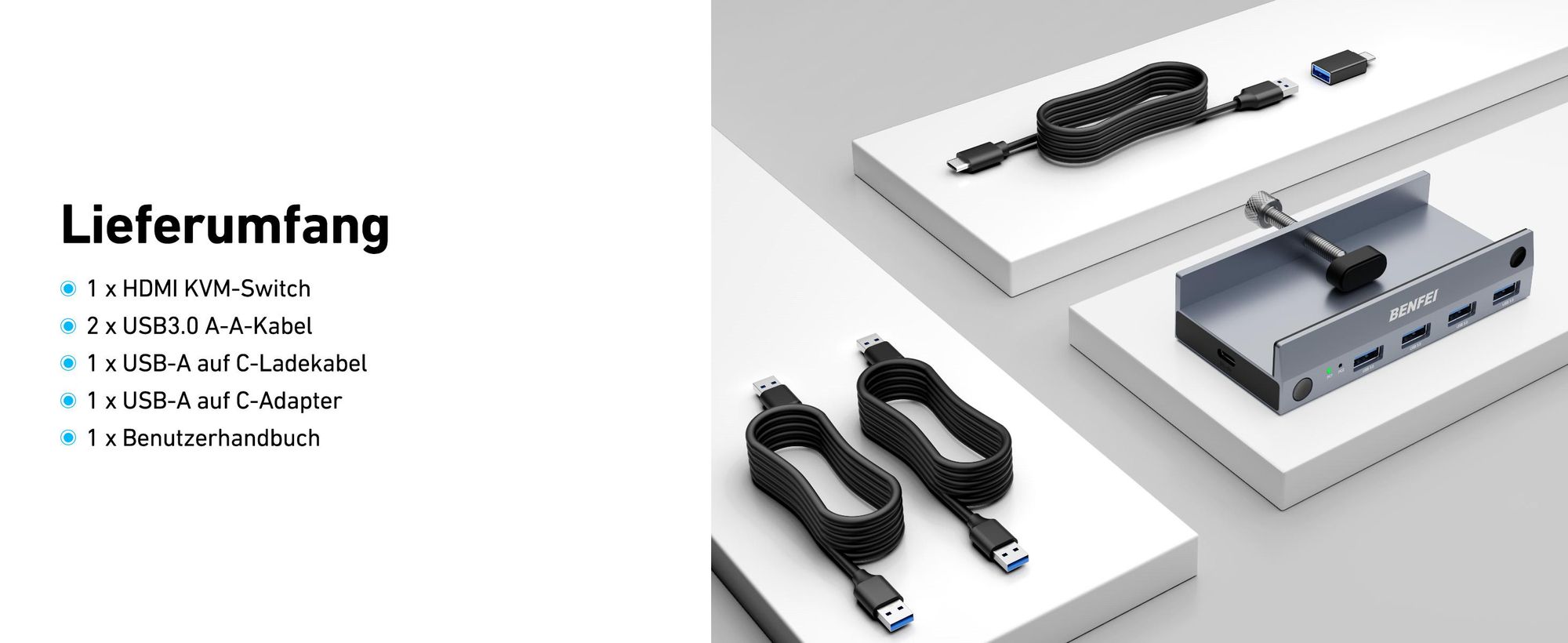 BENFEI KVM-Switches USB 3.0 HDMI KVM Switch 8K 60Hz 4 Port USB