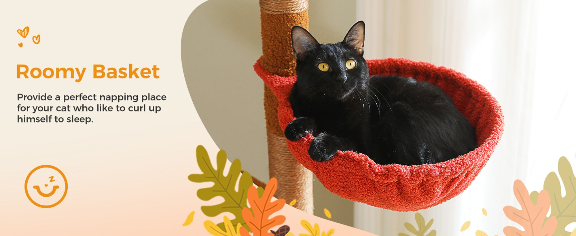 PAWZ Road XXL Katzenbaum 236-258cm mit Sisal-Kratzpfosten, Doppelkondo und Korb für Großkatzen
