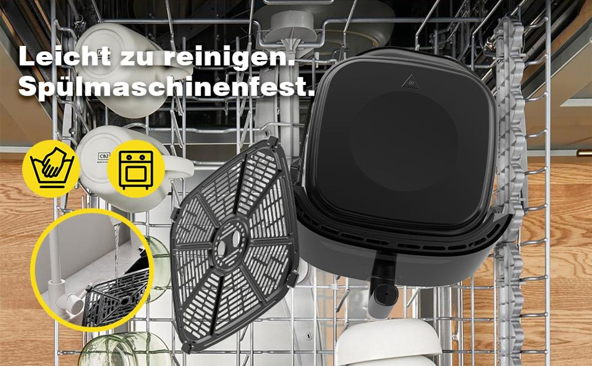 Heißluftfritteuse-Airfryer 9L mit Touch Controls, 9 voreingestellten Programmen, 2350 W, Sichtfenster mit Beleuchtung, Antihaft-Fritteuse, Schwarz