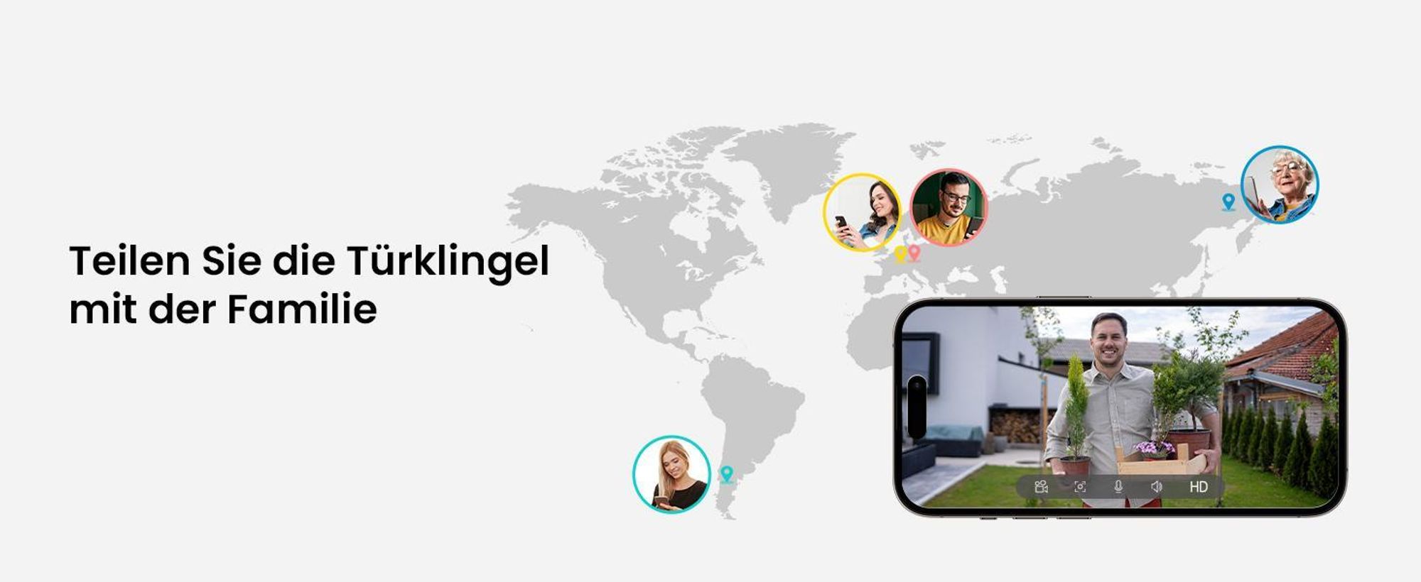 2K Video Türklingel mit Kamera Akku Kabellose Türglocken Funkklingel mit Gong IP66