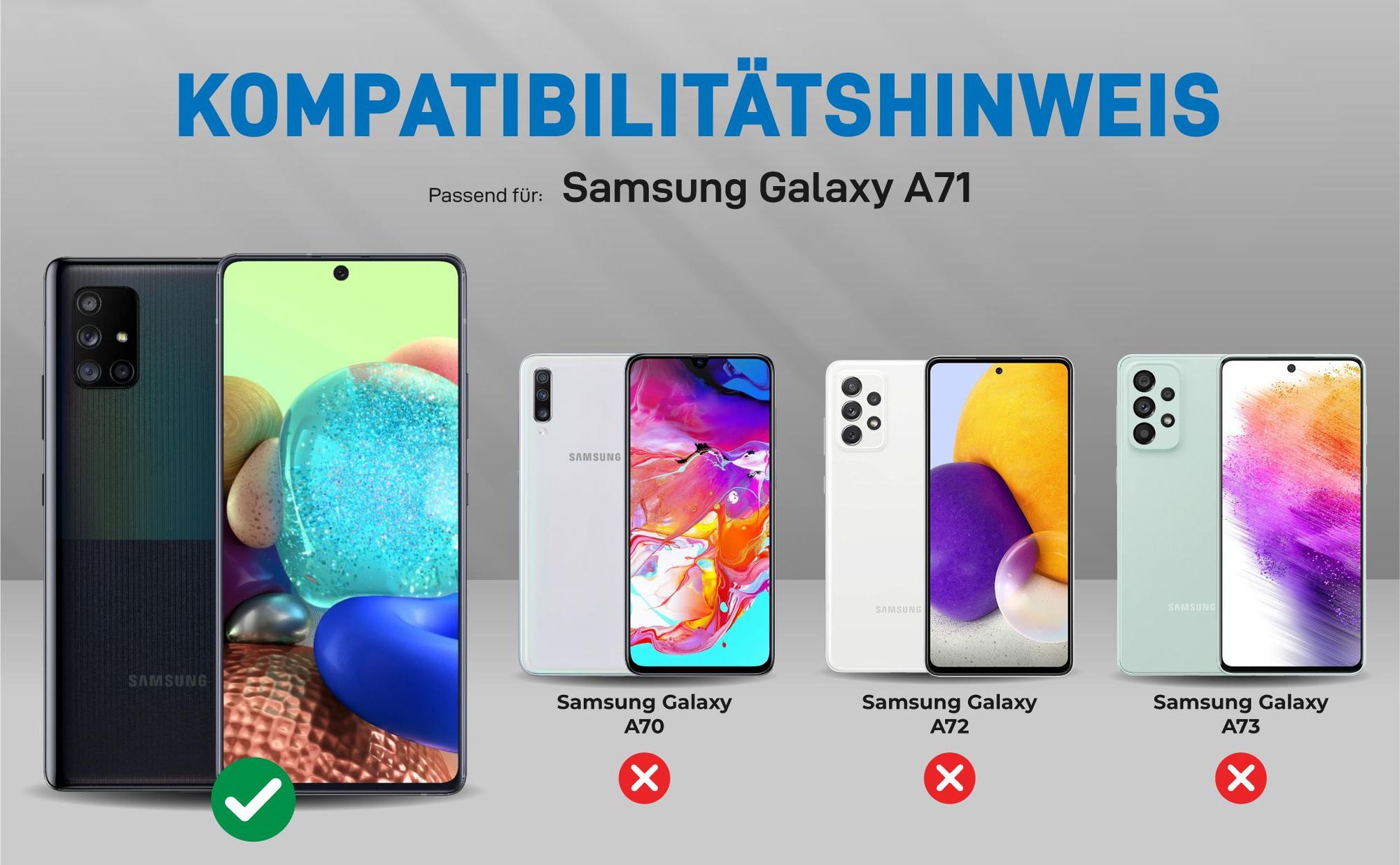 Kompatibilitätshinweise Hülle für Samsung Galaxy A71