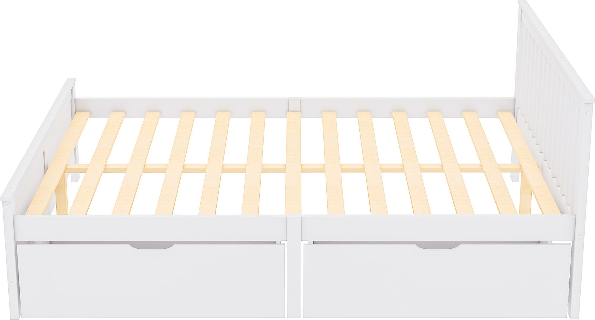 Flieks Holzbett Doppelbett Bettgestell 140x200cm, Jugendbett mit Lattenrost und 2 Schubladen Klassisches Bett, Massivholzbett für Ehe Erwachsene, weiß