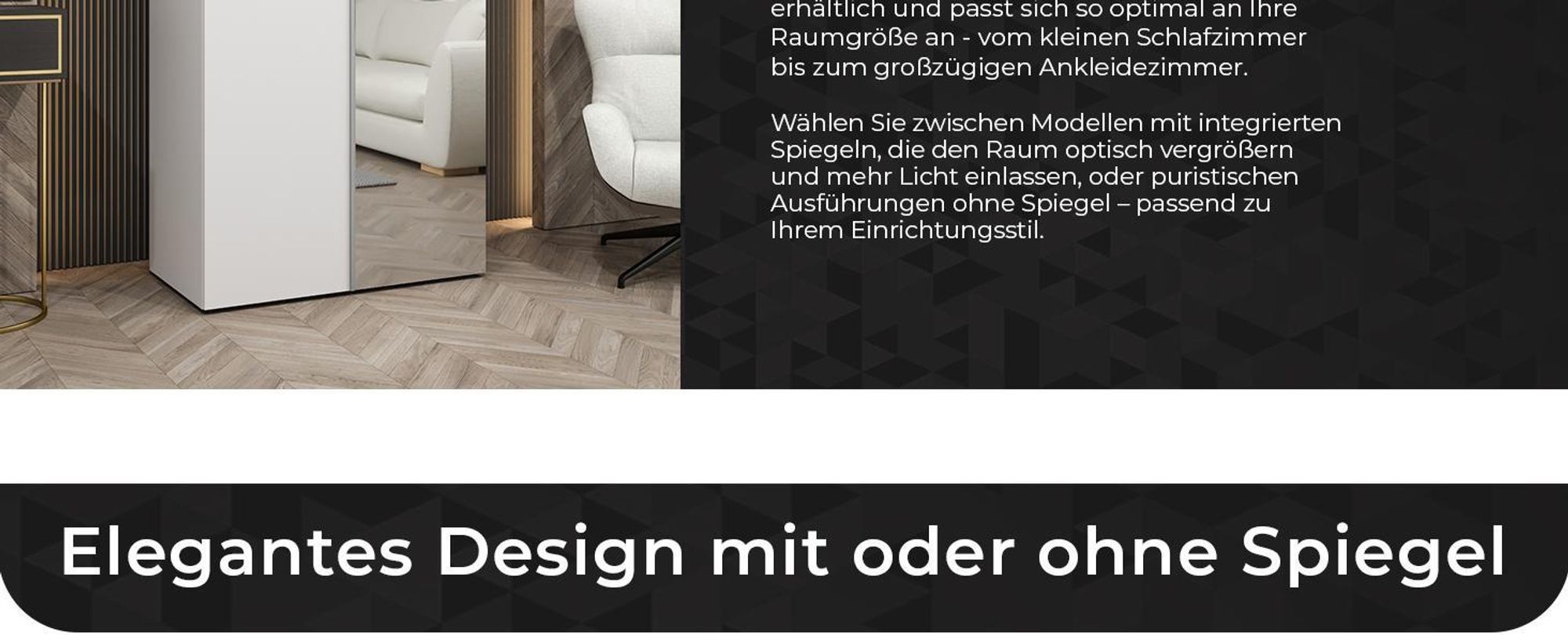 MEBLE KRYSPOL, Kleiderschrank Spiegel, 150x202x52, Schwarz, Griff Schwarz