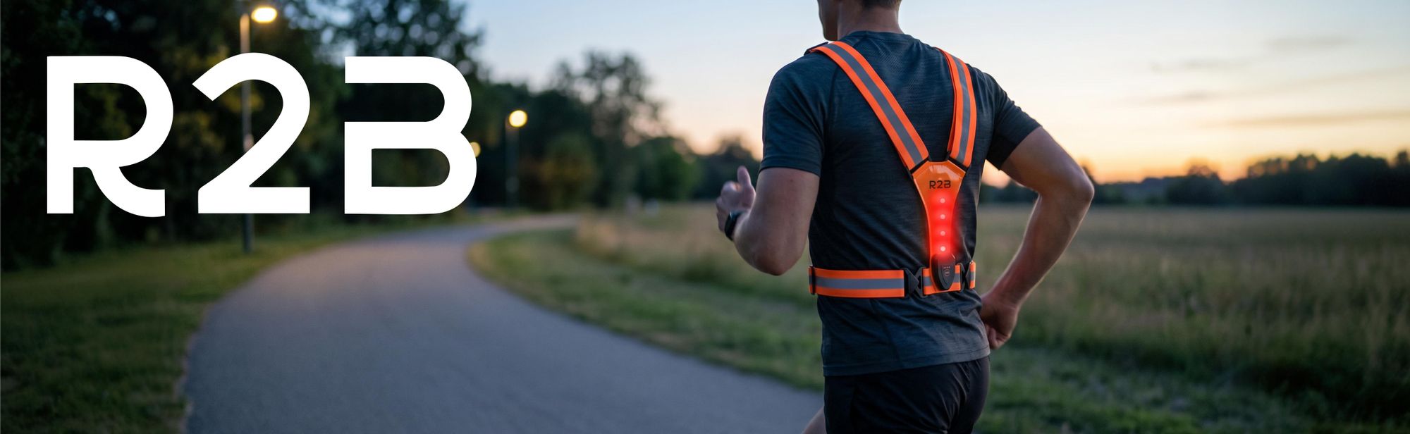R2B Laufweste mit Licht, USB C aufladbar, reflektierend, mit Tasche, Lauflicht für Damen und Herren, Grau