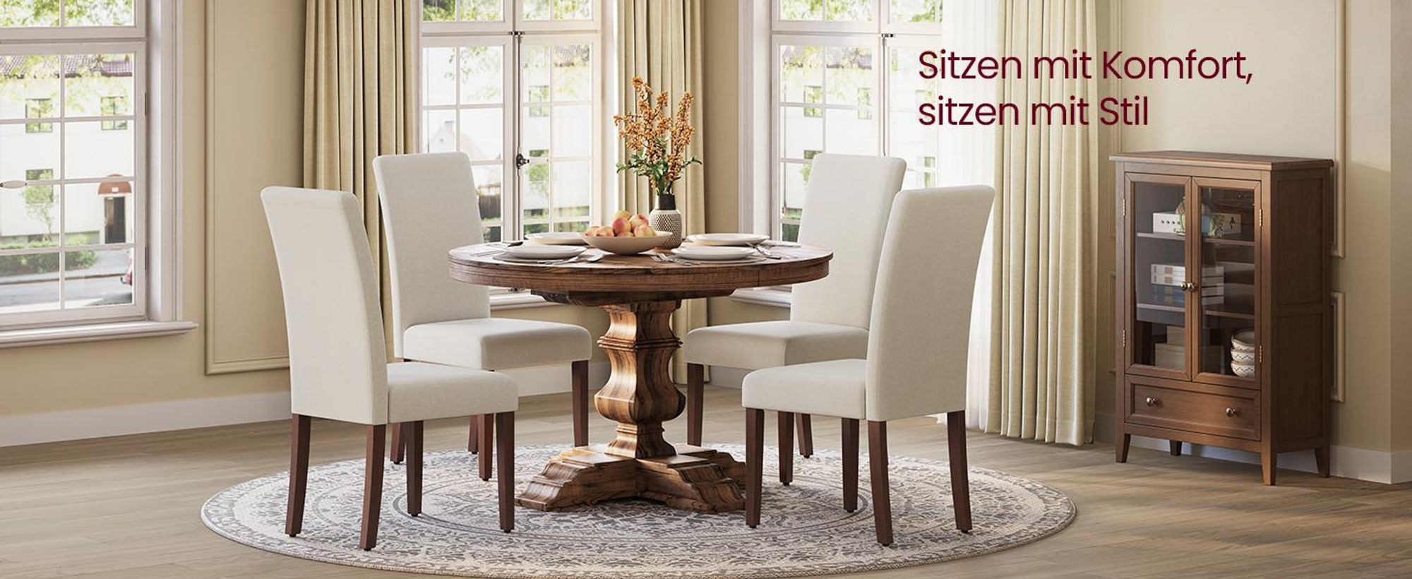 VASAGLE Esszimmerstuhl 4er Set, Küchenstuhl, Parsons-Stuhl, hohe Rückenlehne, für Esszimmer und Küche, dickes Sitzkissen, 58 x 48 x 99 cm, cremeweiß
