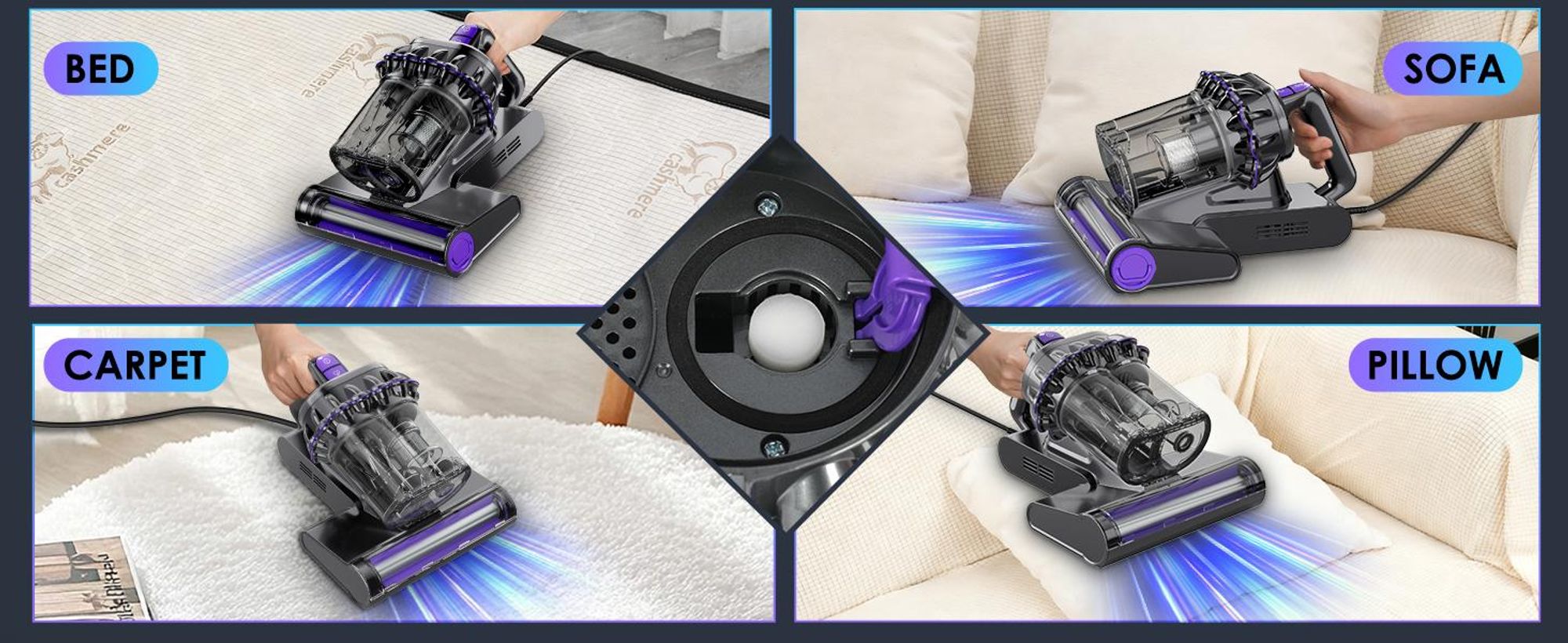 16000 pa Matratzensauger, 600W Bettstaubsauger, 253,7 nm UV-C-Licht, HEPA-Filter und Ultraschall, Digitales Dual Screen, leistungsstarker Staubsauger