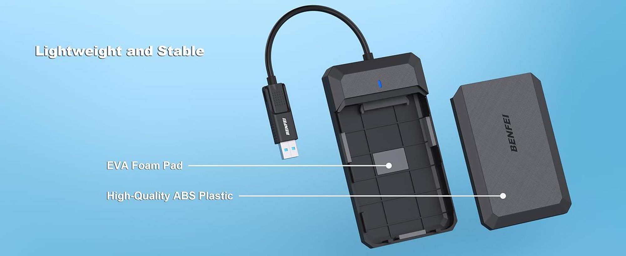 BENFEI Festplattengehäuse Externes 2.5 Zoll SATA Festplattengehäuse USB C /A