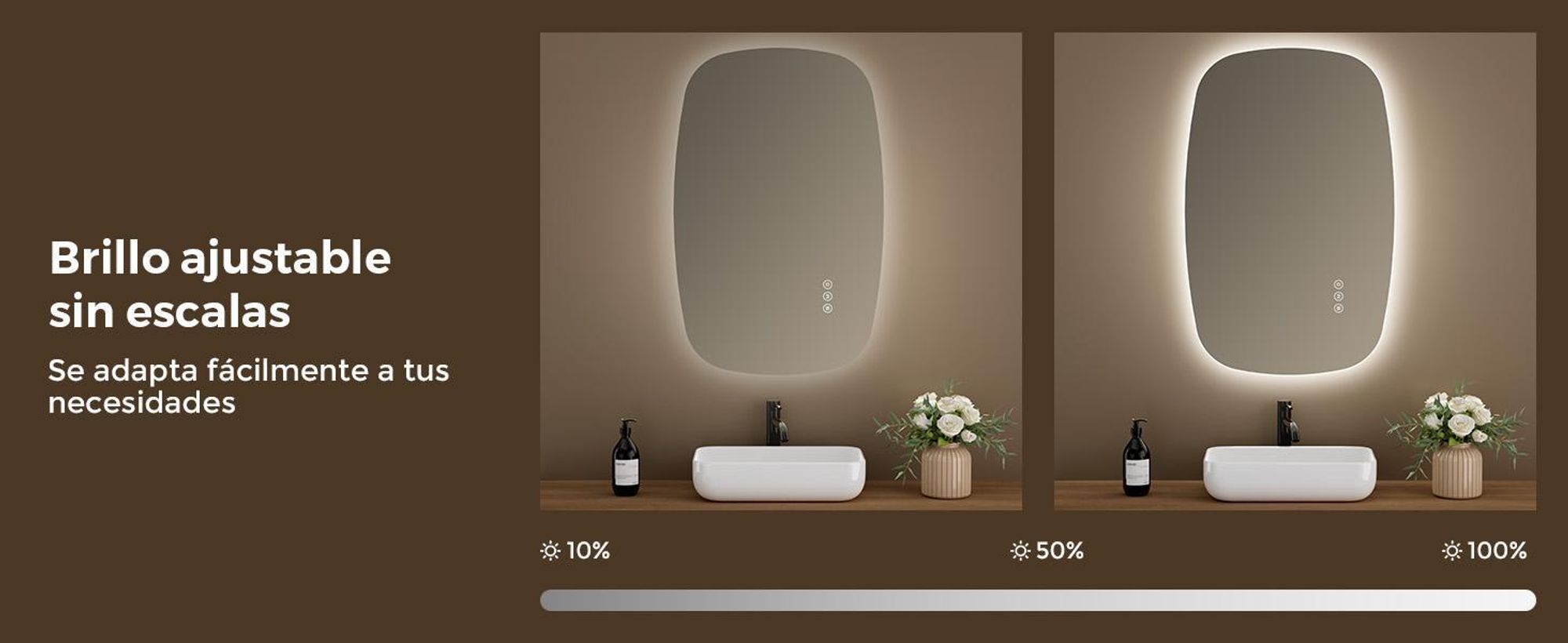 Espejo de pared LED S'AFIELINA, 95x60 cm – Espejo de baño con iluminación, vidrio HD, regulable, LED de 3 colores, antiniebla, para colgar horizontal o verticalmente