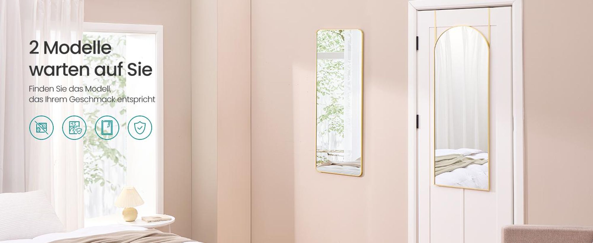 SONGMICS Ganzkörperspiegel, 120 x 40 cm, rechteckiger Spiegel, Wand- oder Türmontage, Rahmen aus Aluminiumlegierung, Hartglas, für Schlafzimmer