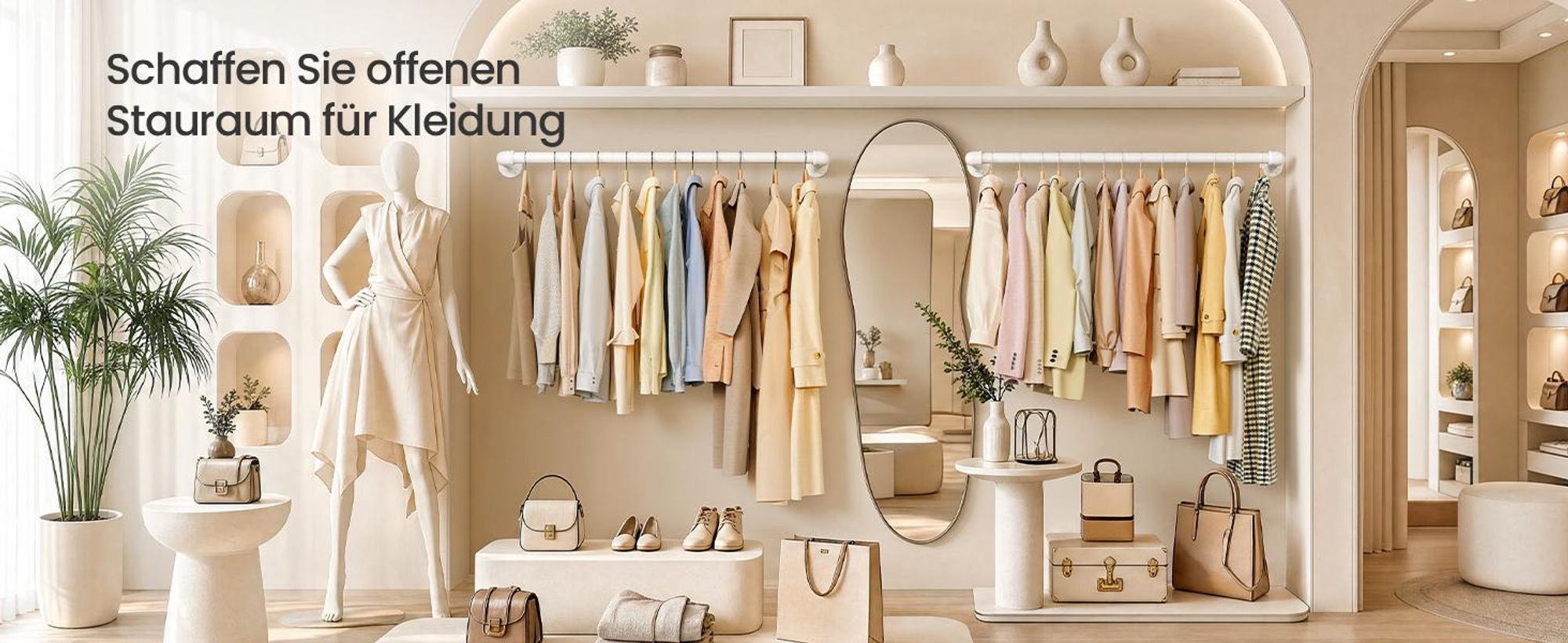 Kleiderstange zur Wandmontage 2er Set, Stabile Garderobenstange aus Stahl im Industrie-Design, 92 x 30 x 7 cm, Weiß