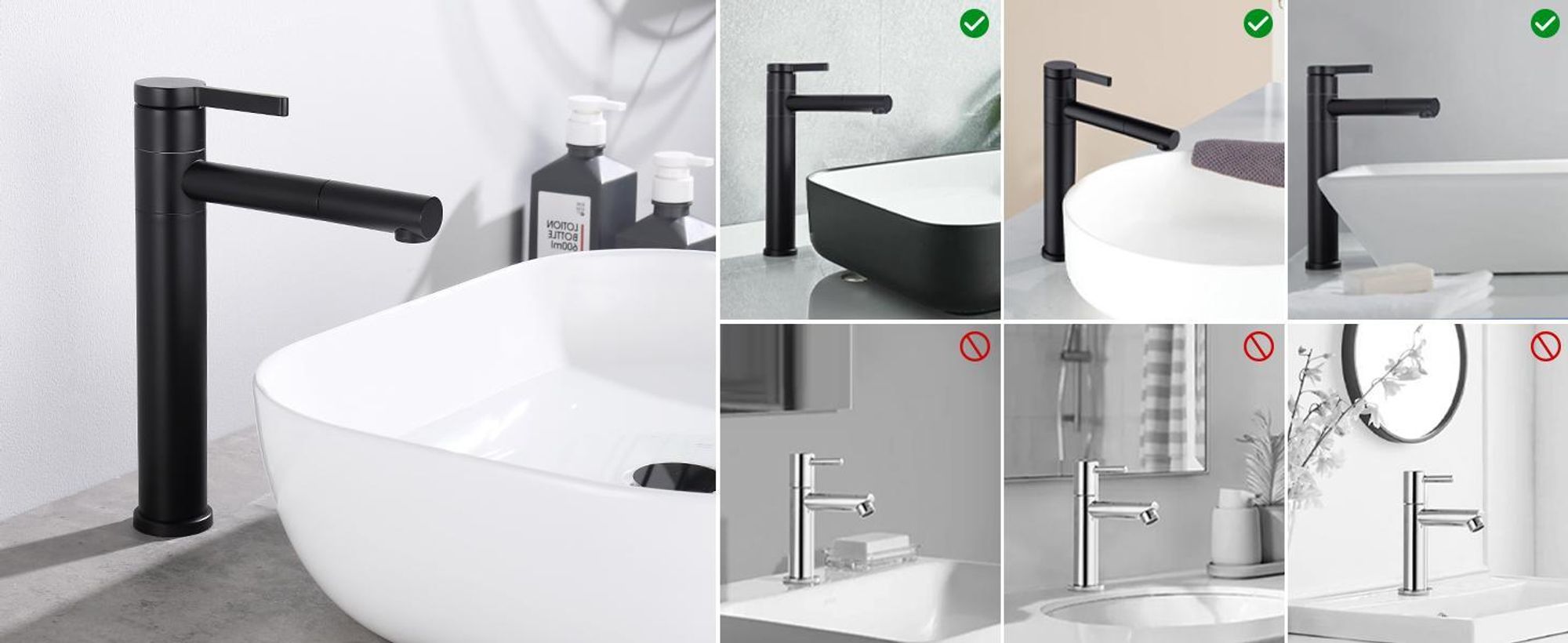 Homelody Wasserhahn Bad Schwarz,Waschtischarmatur ,Waschbecken Armaturen Badezimmer,Mischbatterie Hoch für Waschtisch，Edelstahl Waschbeckenarmatur