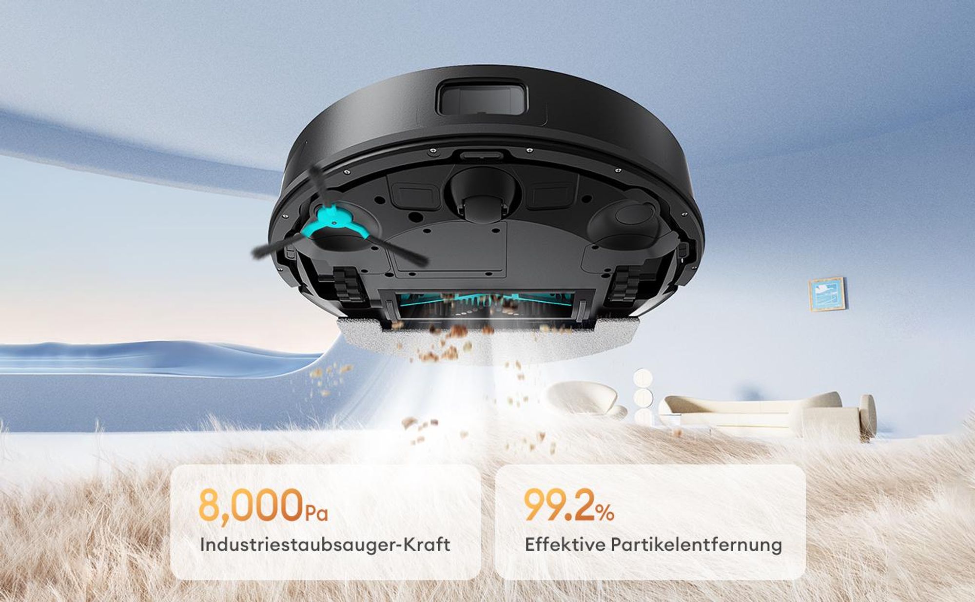 Ultenic ULT20P Staubsauger Roboter mit Absaugstation 4L, 200 Min. APP-Steuerbarer Saugroboter mit Wischfunktion 8000 Pa mit Laser-Hindernisvermeidung